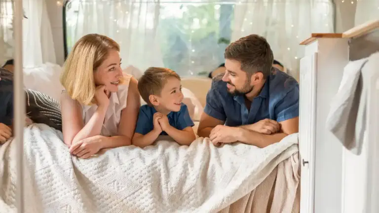 family laughing together happy home
