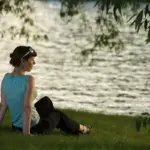relaxed person breathing exercise nature walk
