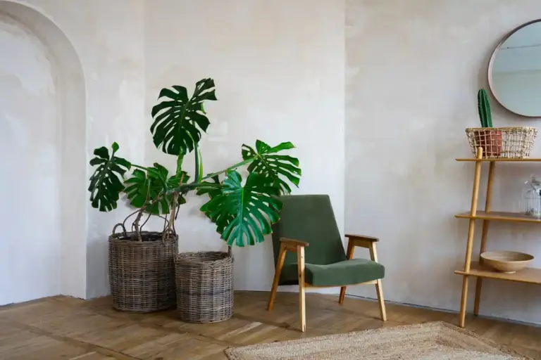 cozy living room with green accents