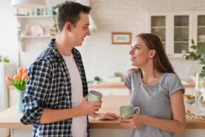Dutch couple relationship advice conversation home