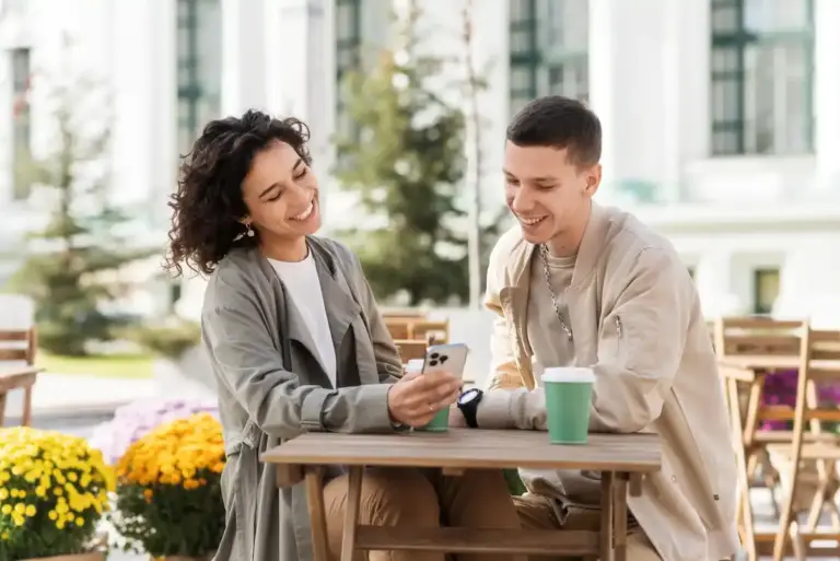 couple communication Netherlands park coffee