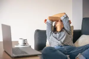 tired person relaxing at home