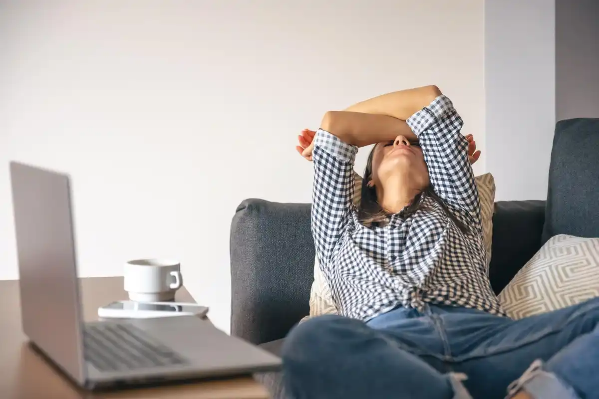 tired person relaxing at home