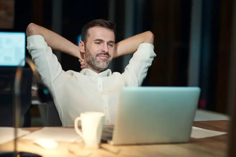 personal finance management relaxed person