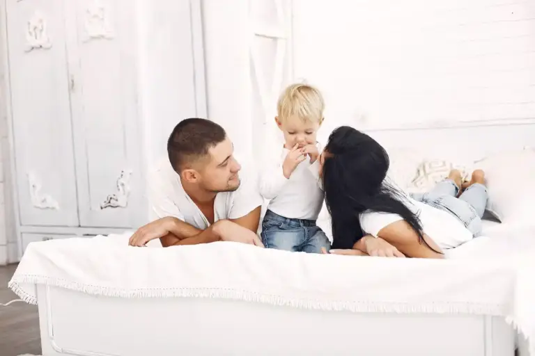 happy family spending time with children at home