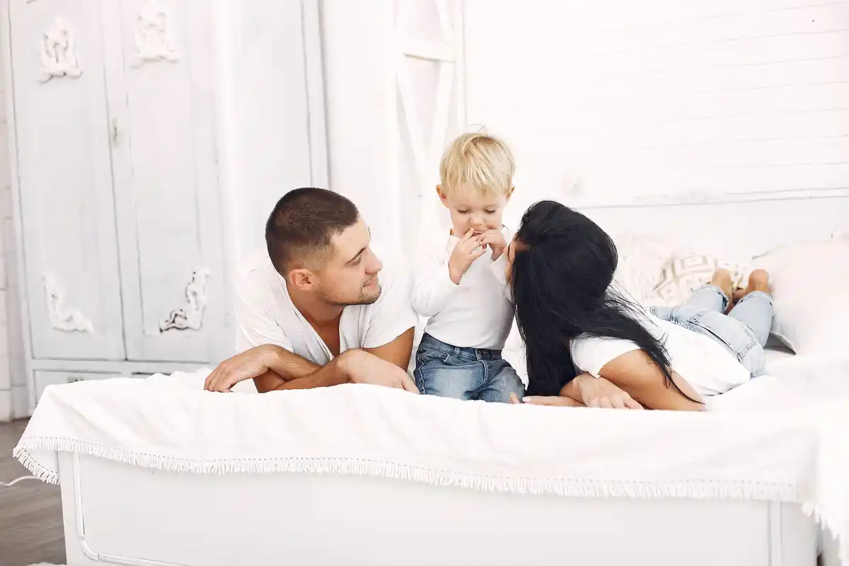 happy family spending time with children at home